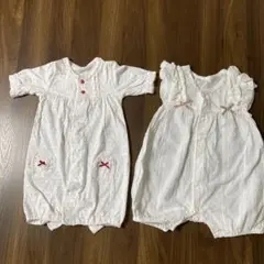 ロンパース2点セット 50-60cm 美品、70 アカチャンホンポ他