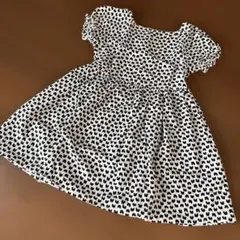 白黒ドット柄 半袖ワンピース 150 韓国風