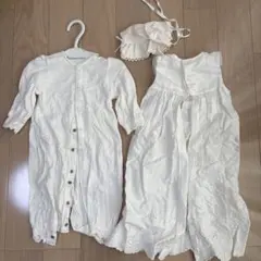 【赤ちゃんの城】セレモニードレス ホワイト刺繍ドレスと帽子セット