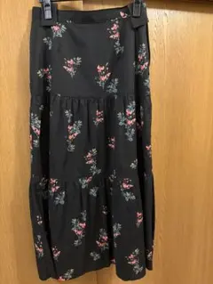 ★SLOBE IÉNA★フレアロングスカート 38 ブラック花柄