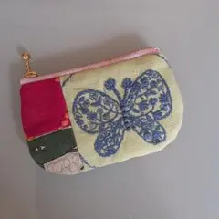 2204 がま口ポーチ ポーチ 財布 ラリーキルト カンタキルト 刺繍