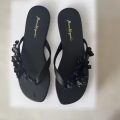 Mame Kurogouchi Floral Motif Sandals 黒のサムネイル