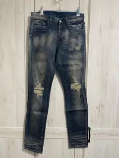 まとめ購入値下げあり　mnml ダメージ加工ダークブルーデニム 29