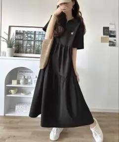 クラシカルエルフ　刺繍サッカーハーフZIPワンピース（ロング）