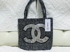 CHANELノベルティ☆スパンコールトートバッグ新品未使用シルバーダーク黒グレー