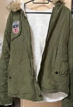 オリーブグリーン フリースモッズコート