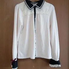 アクシズーファム　ブラウス　袖口リボン、フリル付き　ベージュ　Mサイズ