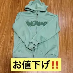 ミントグリーン 耳付きフード ジップアップパーカー