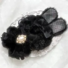 ぬい服　着ぐるみ　10〜12cm用　ブラック グレー うさぎ チェーンフック付き