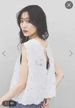 大人キュート♪イエナIENA カットワークレース バックリボンブラウス 