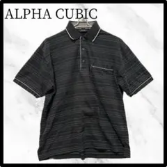 ALPHA CUBIC ストライプ ポロシャツ LL