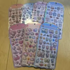 コットンパフィシール　まとめ売り　オリジナル　キティ　ドラえもん