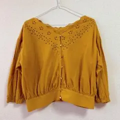 レディース　トップス　七分袖　透け感なし　春服　夏服　古着　綿100% 黄色