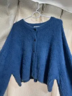 【PAGEBOY】クロップド丈　カーディガン　ブルー　トレンド　シャギーニットのサムネイル