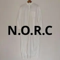 N.O.R.C ノーク　シャツワンピース　ロング丈　長袖　白　襟ありのサムネイル