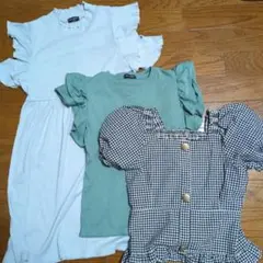 キッズ服 3点セット フリル袖　140 アーバンチェリー