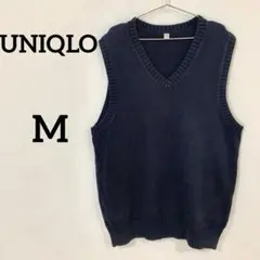 【UNIQLO】Vネック ニットベスト ネイビー UNI GLO