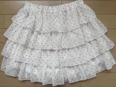 ホワイト ドット柄 フリル スカート