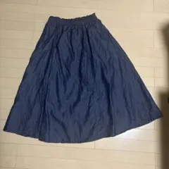 タイムセール☆IEDIT コットンデニム ロングフレアスカート ウエストゴムのサムネイル