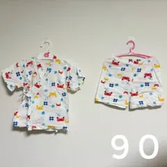 カニ柄 甚平　ショートパンツ　セット 90 夏祭り　縁日　男の子　夏　魚