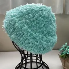 ハンドメイド♡浅めもふもふシンプルニット帽　ミントグリーン