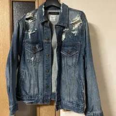 ダメージ加工 ダークブルーデニムジャケット Lサイズ