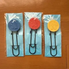 香港ディズニー　ペーパークリップ　赤 青 黄色 3点