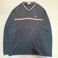 90s ラコステ スペイン製 コットンニット Vネック 薄手 L相当 ビンテージ
