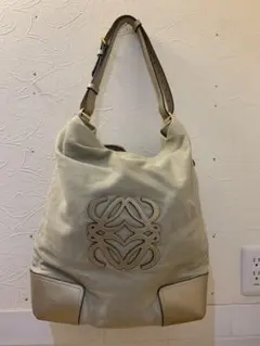 k0613-04★LOEWE アナグラム ショルダーバッグ キャンバス レザーのサムネイル