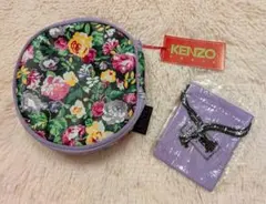 ☆新品☆KENZOケンゾー　花柄ポーチ 収納袋付き マルチケース　紫色のサムネイル