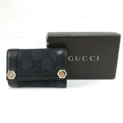 大人気☆GUCCI☆グッチ☆キーケース☆6連☆GGキャンバス☆レザー☆ブラック！