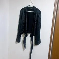 美品✨長袖オープンフロントシャツ ブラック【L】