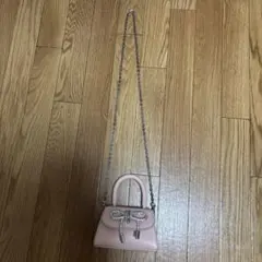 ピンク リボン付き ミニショルダーバッグ