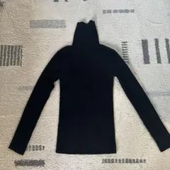 タートルネック リブニット セーター ブラック 長袖 シンプル