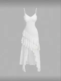ホワイト アシンメトリック キャミワンピース