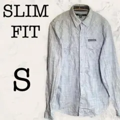 【SLIM FIT】スリムフィット ネルシャツ S 長袖 フランネル 上品