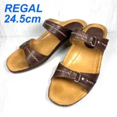【美品】　Regal リーガル　サンダル　ヒール　ステッチ　ブラック　24.5のサムネイル
