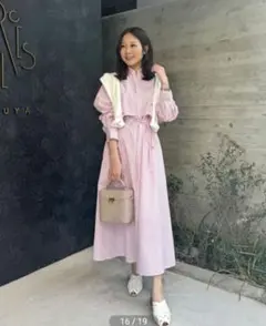 LOUNIE ピンクストライプ ジャツワンピース