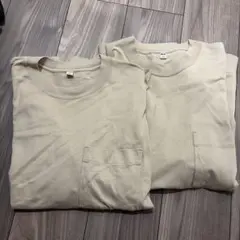 UNIQLO ポケットTシャツ ベージュ 2枚セット M L