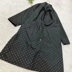 ナイロンジャケット（ロング丈）【リバーシブル】ブラック　ドット柄　Ｌ相当