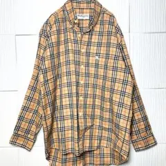 バーバリーロンドン　長袖シャツ　ノバチェック　ボタンダウン　ホースロゴ　Lサイズ