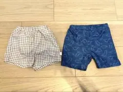 ベビースイムパンツ　2枚セット ギンガムチェック90センチ、恐竜100センチ