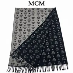 E389 MCM エムシーエム ロゴ総柄 フリンジ 希少 マフラー レディース