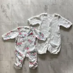 next baby 50〜60cm フリース　小花柄とホワイトロンパースセット