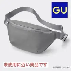 美品 GU リアルレザーボディ バッグ グレー 本革