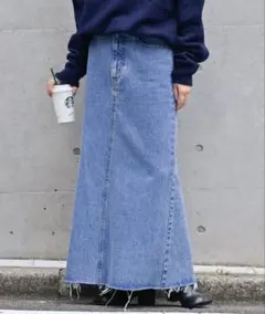美品 23区LDENIM ストレッチ デニムスカート 44 スカイブルー