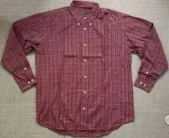 ◆90s OLD UNIQLO紺タグコットンチェックシャツ XLレッド ユニクロ