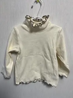 リブハイネックカットソー　クリーム　90