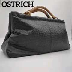 【人気モデル・美品】ハンドバッグ☆オーストリッチ オールレザー ブラック