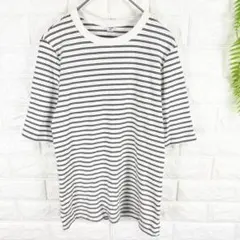 UNIQLO ユニクロ【M】五分袖Tシャツ ボーダーカットソー クルーネック春夏